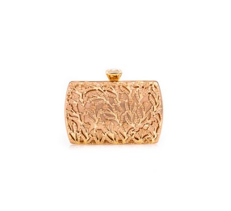Společenská kabelka clutch zdobená šampaň