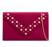 Společenská kabelka s perličkami burgundy