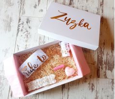 Krabička pro nevěstu růžově zlatá