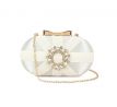 Společenská kabelka zdobená kamínky ivory