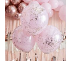 Velké balónky se zlatými konfetami růžové 3 ks