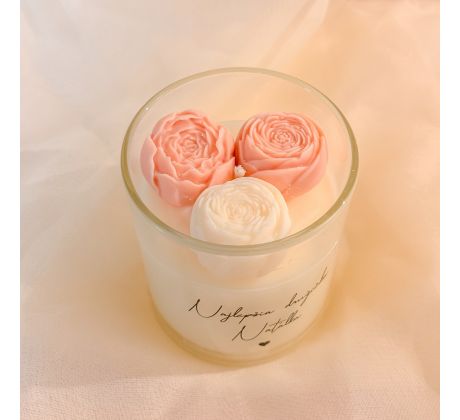 Svíčka ve skle Peonies