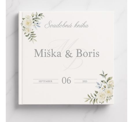 Svatební kniha hostů personalizovaná Růže bílé