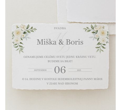 Svatební oznámení Růže bílé