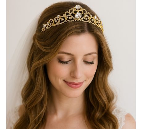 Korunka/tiara pro nevěstu zlatá