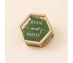 Box hranatý na prsteny se jmény a datem svatby různé designy
