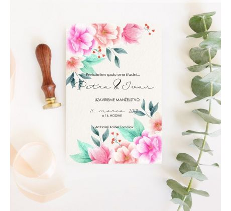 Svatební oznámení Barevné květiny 1
