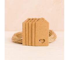 Papírové štítky 4x2 cm - 100 ks hnědé