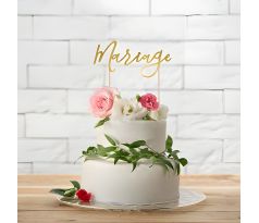 Zápich na dort Marriage zlatý