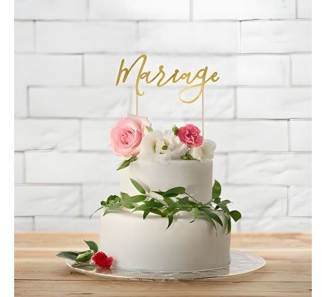 Zápich na dort Marriage zlatý