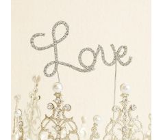Zápich na svatební dort Love s kamínky