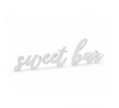 Bílý dřevěný nápis Sweet bar