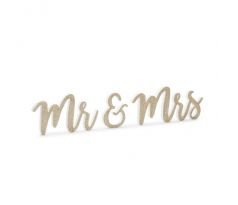 Dřevěný nápis Mr & Mrs zlatý