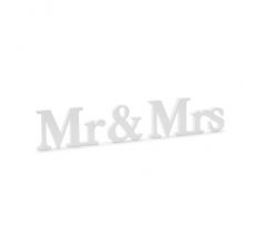 Dřevěný nápis Mr & Mrs bílý