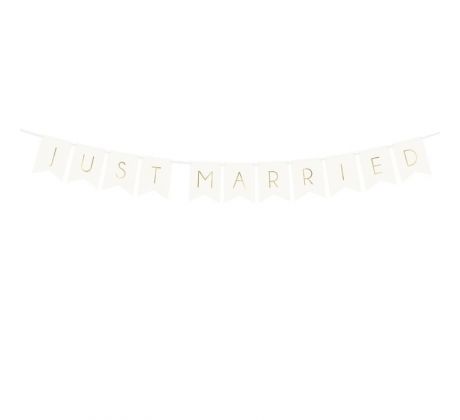 Girlanda Just Married bílá