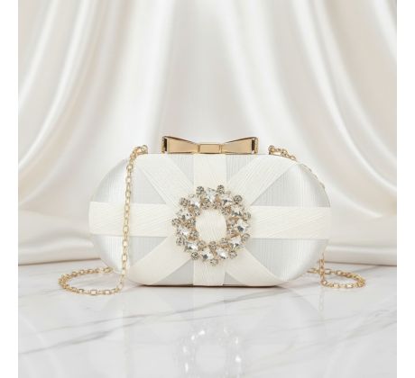 Společenská kabelka zdobená kamínky ivory