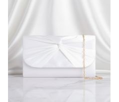 Společenská kabelka saténová s uzlem bílá