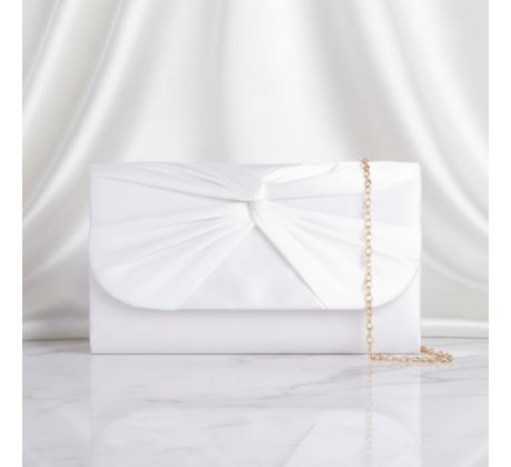 Společenská kabelka saténová s uzlem bílá