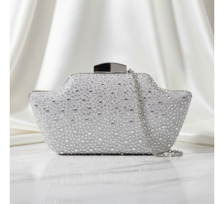 Společenská kabelka clutch stříbrná 10