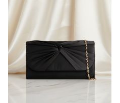 Společenská kabelka saténová s uzlem černá