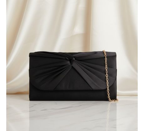 Společenská kabelka saténová s uzlem černá