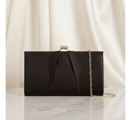 Společenská kabelka saténová černá 2