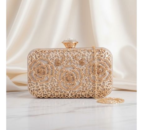 Společenská kabelka clutch zlatá 10