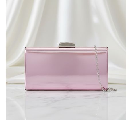 Společenská kabelka clutch lesklá růžová