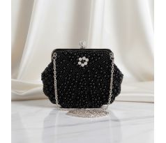 Společenská kabelka černá s perličkami 1