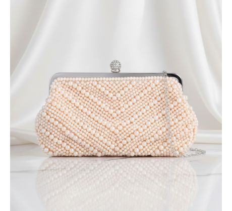 Společenská kabelka šampaň s perličkami vhodná i pro nevěstu 1