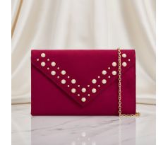 Společenská kabelka s perličkami burgundy