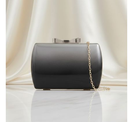 Společenská kabelka clutch s mašličkou stříbrná