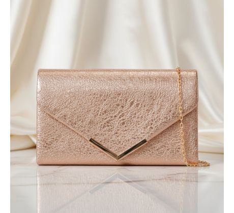 Společenská kabelka se zlatými doplňky šampaň