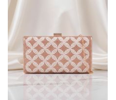 Společenská kabelka clutch s perličkami šampaň