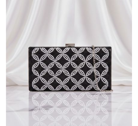 Společenská kabelka clutch s perličkami černá