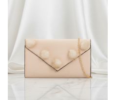 Společenská kabelka nude kožešinové kuličky