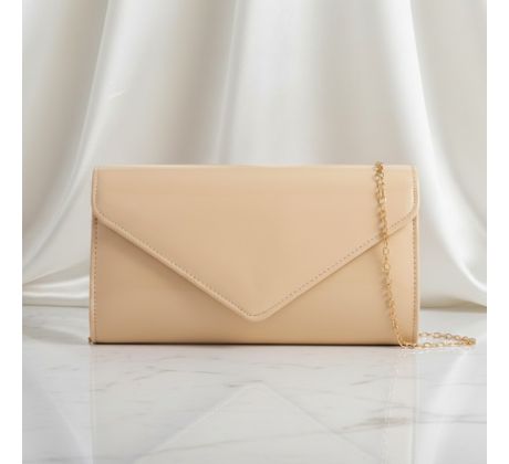 Společenská kabelka lesklá krémová