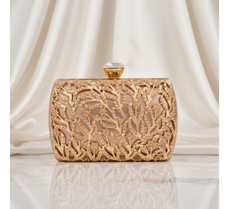 Společenská kabelka clutch zdobená šampaň