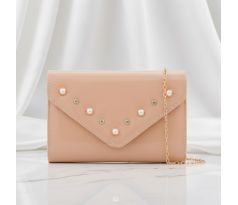 Společenská kabelka s perličkami nude