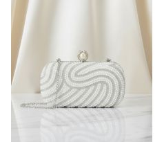 Společenská kabelka zdobená perličkami bílá 1