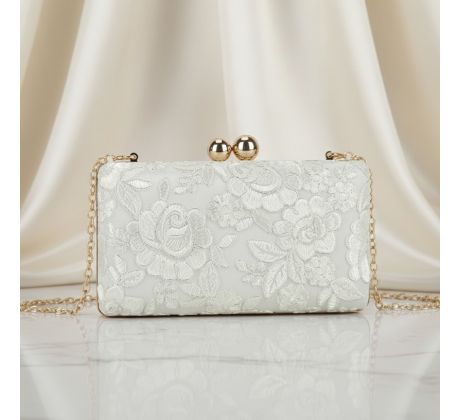 Společenská kabelka zdobená bílá