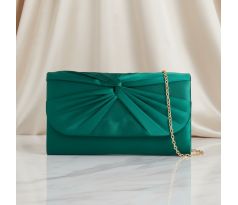 Společenská kabelka saténová s uzlem zelená