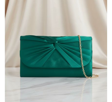 Společenská kabelka saténová s uzlem zelená