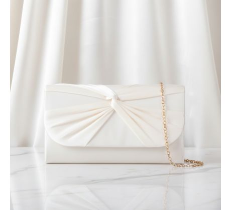 Společenská kabelka saténová s uzlem ivory
