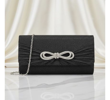 Společenská kabelka saténová s máslí černá 1