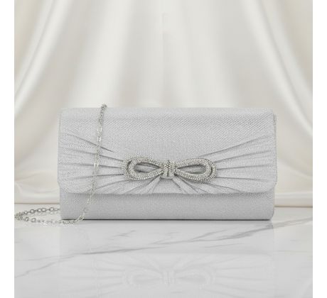 Společenská kabelka saténová s máslí stříbrná