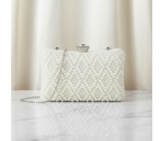 Společenská kabelka zdobená perličkami ivory