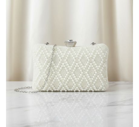Společenská kabelka zdobená perličkami ivory