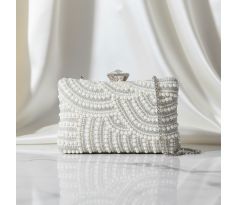 Společenská kabelka zdobená perličkami bílá 2