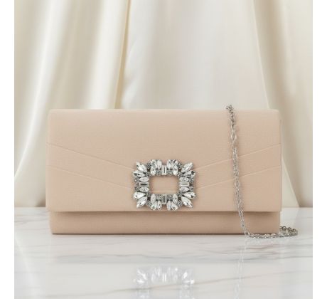 Společenská kabelka se sponou nude